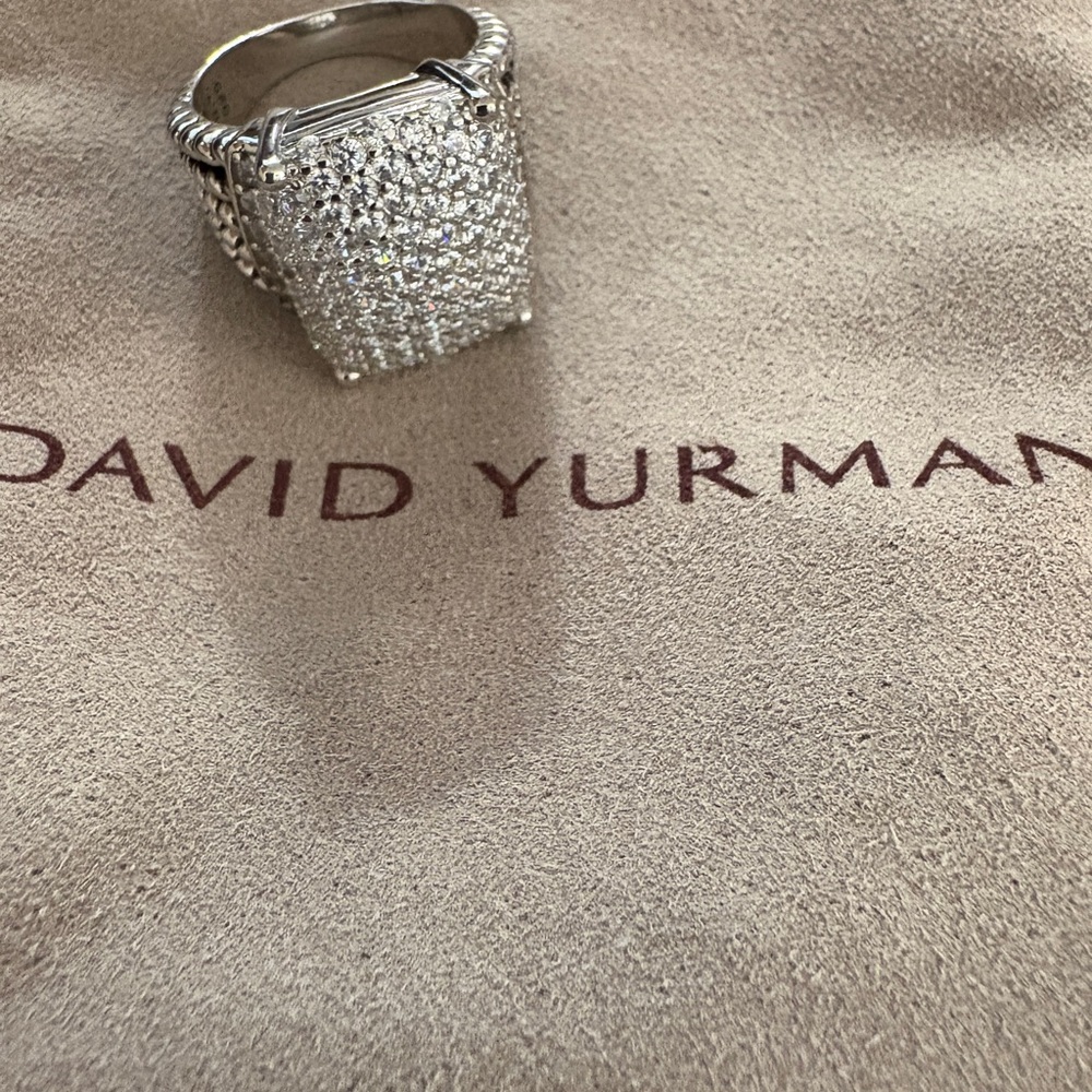 David Yurman Silver Ring with White Stones